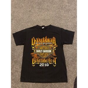 Harley Davidson Daytona Biketoberfest 2016 Black Graphic T Shirt Small‎